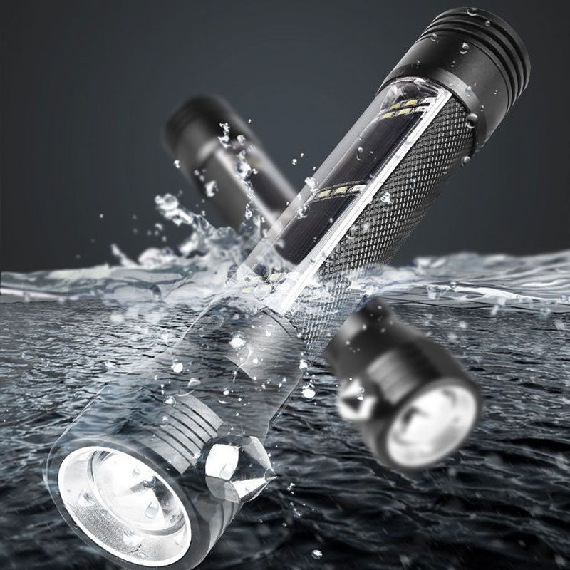 Rechargeable Solar Powered Emergency Hammer Flashlight: Alarm & Safety Tool - Terozi