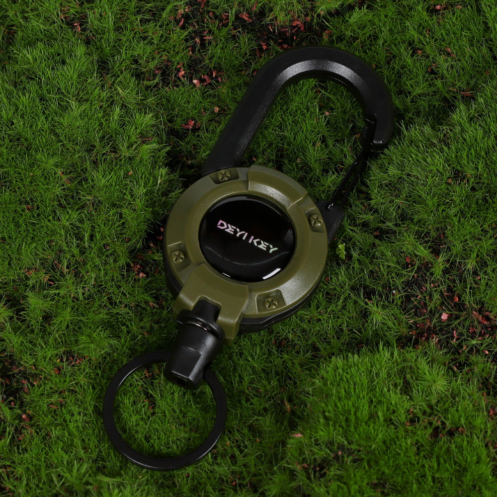 DEYIKEY Heavy-Duty Retractable Keychain Carabiner with Coated Steel Wire Cord