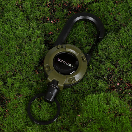 DEYIKEY Heavy-Duty Retractable Keychain Carabiner with Coated Steel Wire Cord
