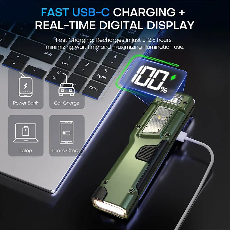 BeamClip™ Rechargeable Clip-On LED Light – Motion Sensor & Digital Power Display