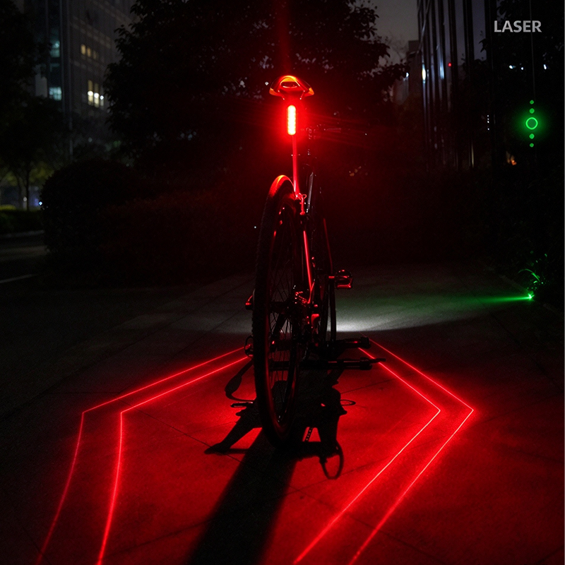 Laser Bike Tail Light Smart Brake Sensing Rechargeable Rear Lamp
