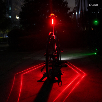 Laser Bike Tail Light Smart Brake Sensing Rechargeable Rear Lamp