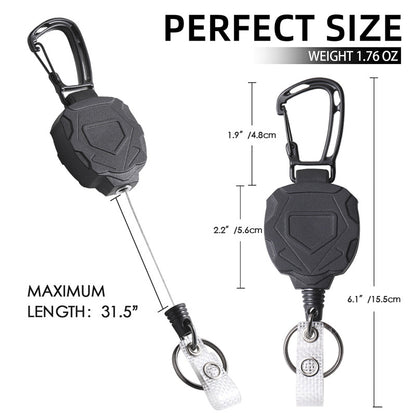 TitanClip™ Heavy-Duty Retractable Badge Holder – Carabiner Keychain Reel