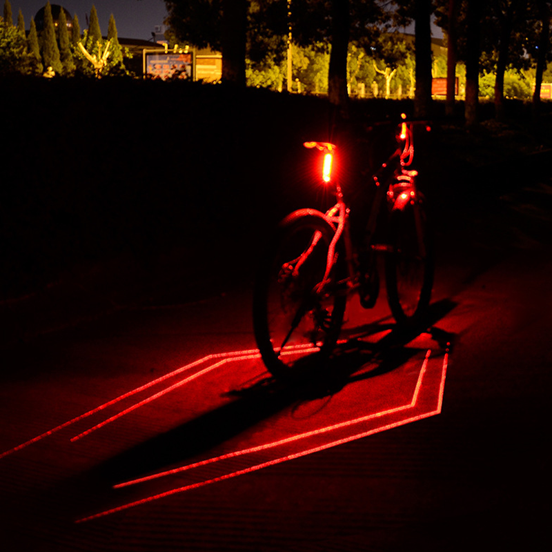 Laser Bike Tail Light Smart Brake Sensing Rechargeable Rear Lamp