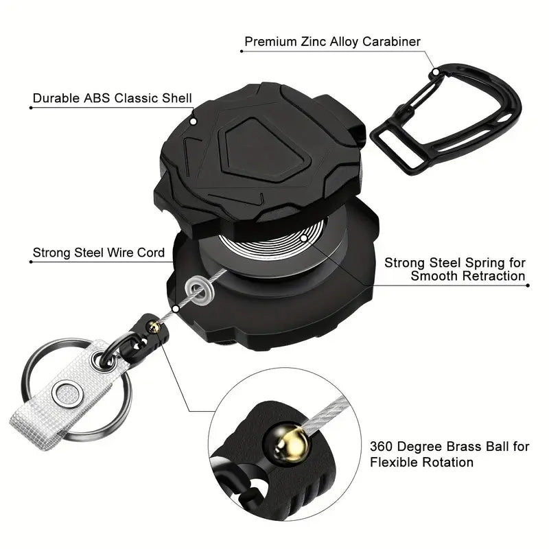 TitanClip™ Heavy-Duty Retractable Badge Holder – Carabiner Keychain Reel