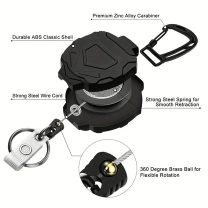 TitanClip™ Heavy-Duty Retractable Badge Holder – Carabiner Keychain Reel