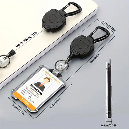 TitanClip™ Heavy-Duty Retractable Badge Holder – Carabiner Keychain Reel