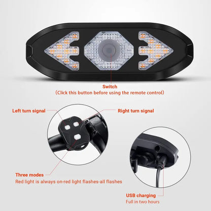 RideSignal™ Wireless Remote Bike Tail Light – Turn Signal, Horn & USB Rechargeable