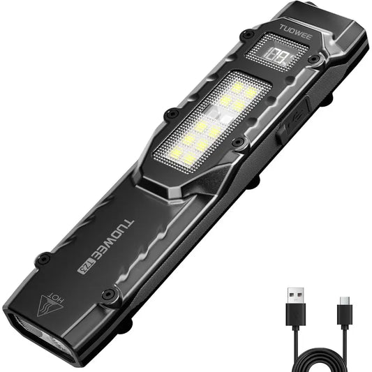 FlatBeam™ 1500LM EDC Flat Flashlight – Digital Display, UV & COB Work Light