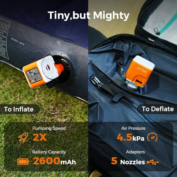 Portable Electric Air Pump 105g Mini Inflator Deflator Camping