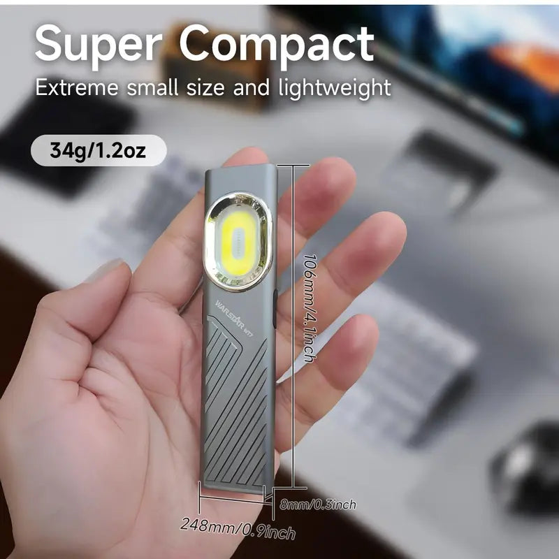 Ultra Thin Flat EDC Flashlight 800LM UV Laser Magnetic Work Light