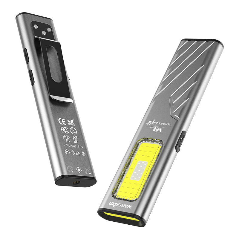Ultra Thin Flat EDC Flashlight 800LM UV Laser Magnetic Work Light