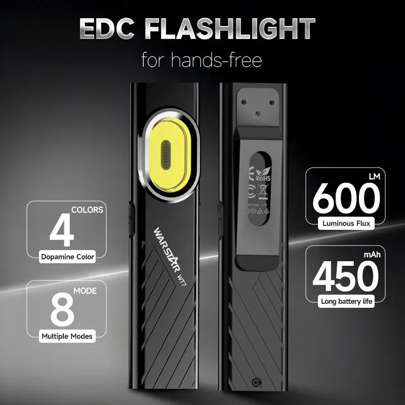 Ultra Thin Flat EDC Flashlight 800LM UV Laser Magnetic Work Light