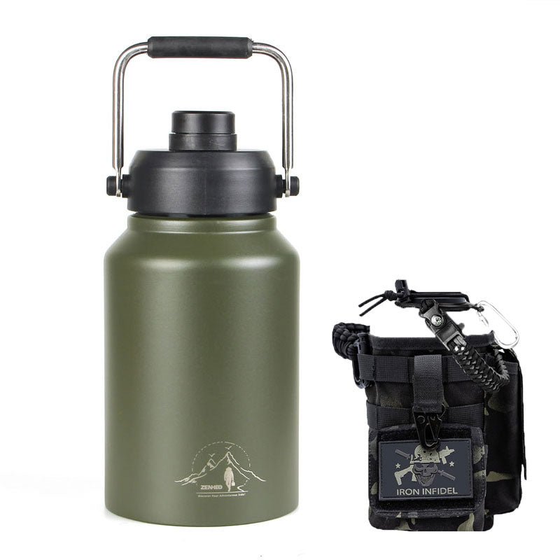 64oz Large - Capacity Stainless Steel Space Bottle: Leak - Proof, Convenient Handle - Terozi