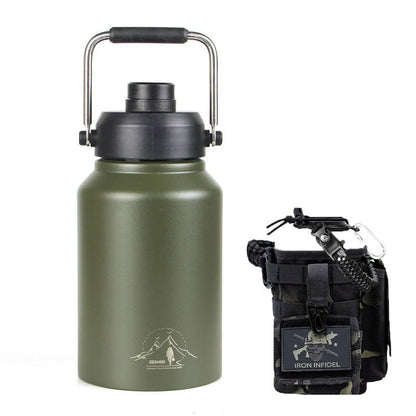 64oz Large - Capacity Stainless Steel Space Bottle: Leak - Proof, Convenient Handle - Terozi