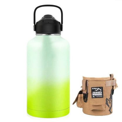 64oz Large - Capacity Stainless Steel Space Bottle: Leak - Proof, Convenient Handle - Terozi