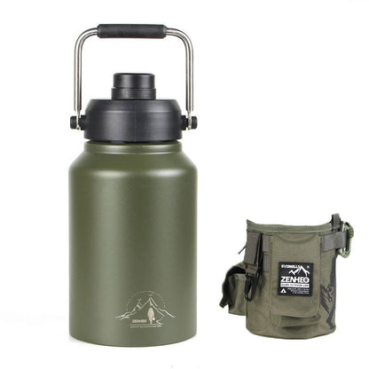 64oz Large - Capacity Stainless Steel Space Bottle: Leak - Proof, Convenient Handle - Terozi