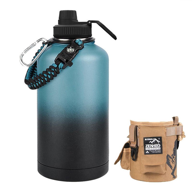 64oz Large - Capacity Stainless Steel Space Bottle: Leak - Proof, Convenient Handle - Terozi