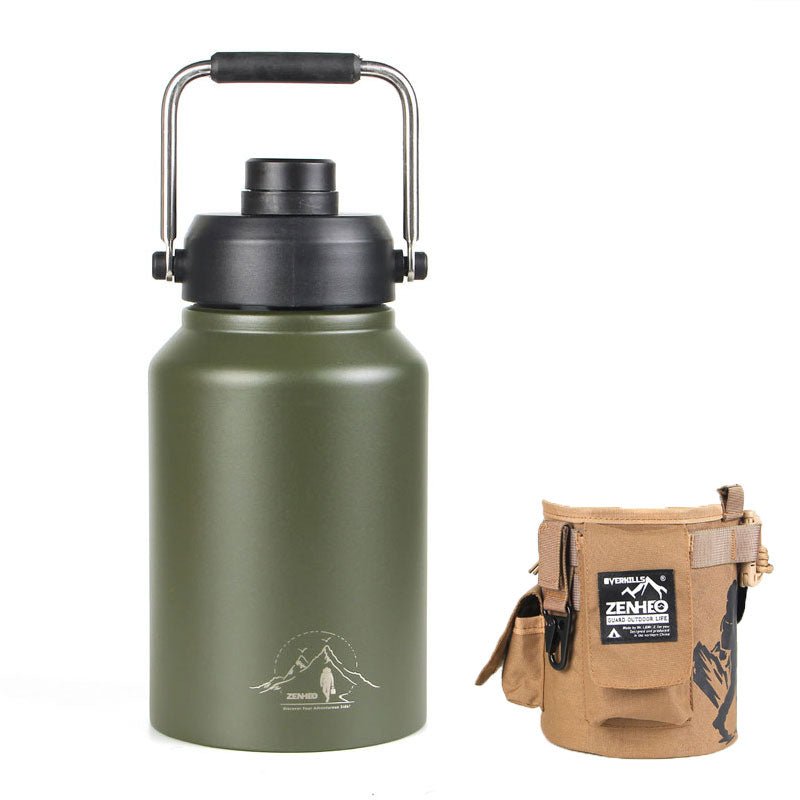 64oz Large - Capacity Stainless Steel Space Bottle: Leak - Proof, Convenient Handle - Terozi