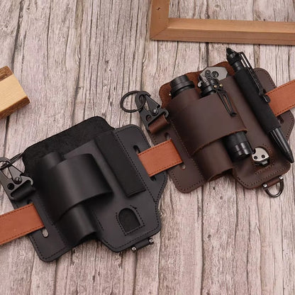 ToolGuard™ Premium Leather Multi-Tool Sheath – EDC Belt Organizer Pouch