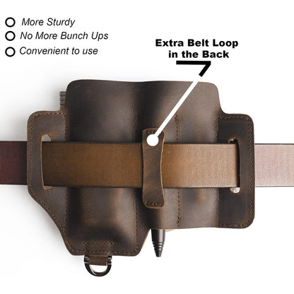 ToolGuard™ Premium Leather Multi-Tool Sheath – EDC Belt Organizer Pouch