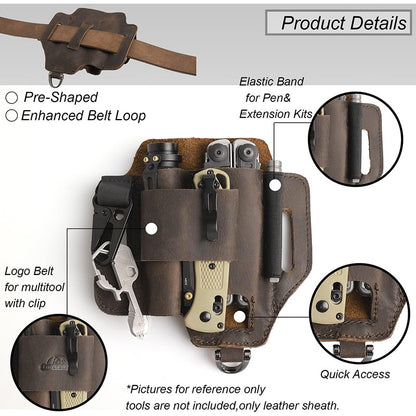 ToolGuard™ Premium Leather Multi-Tool Sheath – EDC Belt Organizer Pouch