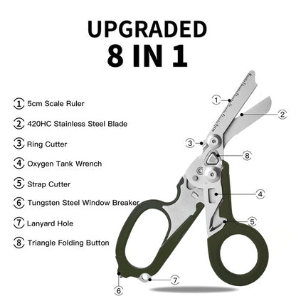 Tactical 8-in-1 Medical Trauma Shears with Window Breaker