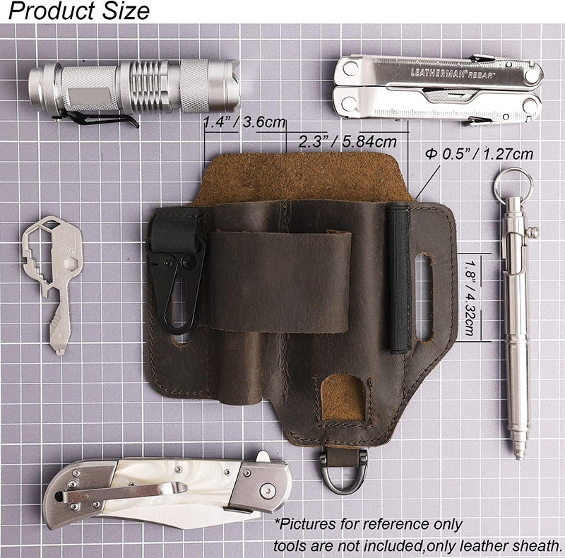ToolGuard™ Premium Leather Multi-Tool Sheath – EDC Belt Organizer Pouch