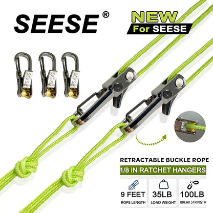 Heavy Duty Metal Rope Ratchet Hanger Pulley Tie Down Adjuster Set