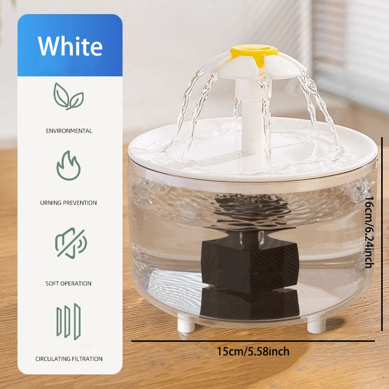 Anti-Dry-Burn Automatic Pet Water Fountain: Flowing Water Circulation & Multi-Layer Filtration