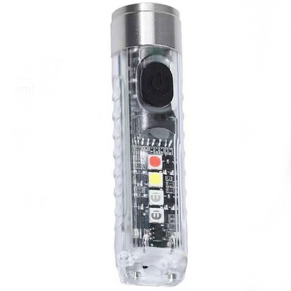 Mini Keychain Flashlight with Multi-Color Side Lights and Magnetic Base