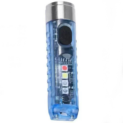 Mini Keychain Flashlight with Multi-Color Side Lights and Magnetic Base
