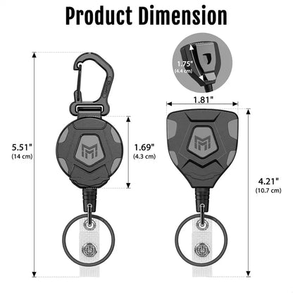Heavy Duty Retractable Keychain Steel Cord Carabiner Badge Reel