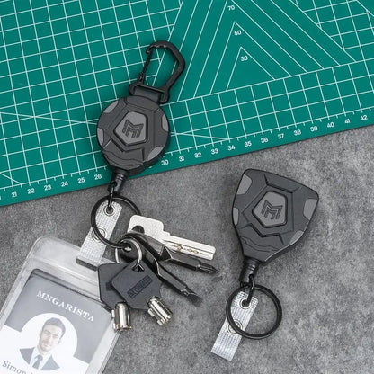 Heavy Duty Retractable Keychain Steel Cord Carabiner Badge Reel