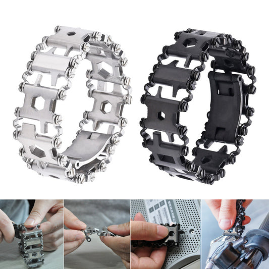 ToolBand™ 29-in-1 Stainless Steel Multi-Tool Bracelet – Wearable Outdoor EDC Wristband