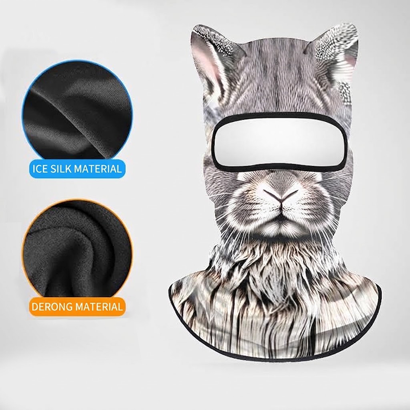 3D Animal Ears Balaclava Face Mask UV Protection Cooling Hood