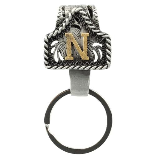 Western Cowboy Belt Key Holder Vintage Cow Tag Initial Keychain