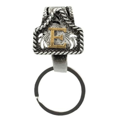 Western Cowboy Belt Key Holder Vintage Cow Tag Initial Keychain