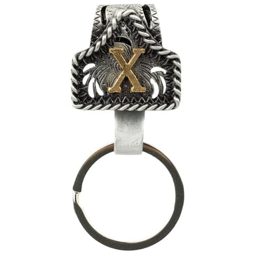 Western Cowboy Belt Key Holder Vintage Cow Tag Initial Keychain