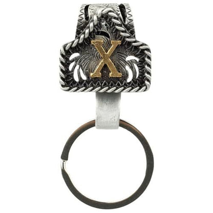 Western Cowboy Belt Key Holder Vintage Cow Tag Initial Keychain