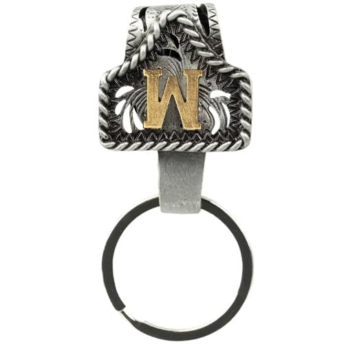 Western Cowboy Belt Key Holder Vintage Cow Tag Initial Keychain