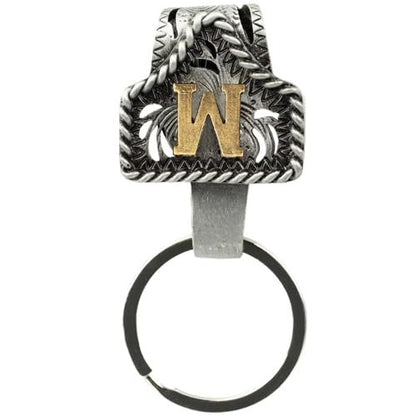 Western Cowboy Belt Key Holder Vintage Cow Tag Initial Keychain
