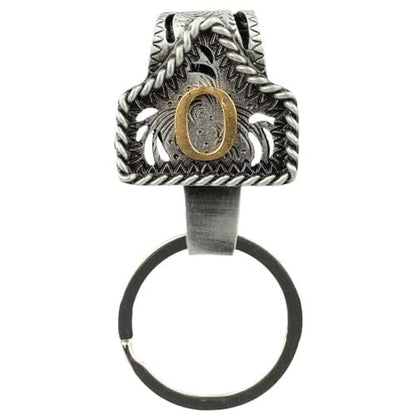 Western Cowboy Belt Key Holder Vintage Cow Tag Initial Keychain