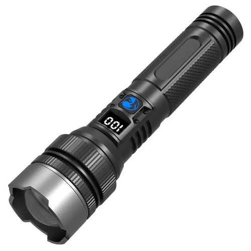 Ultra Bright White Laser Tactical Zoomable Flashlight with LCD Display
