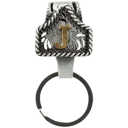 Western Cowboy Belt Key Holder Vintage Cow Tag Initial Keychain