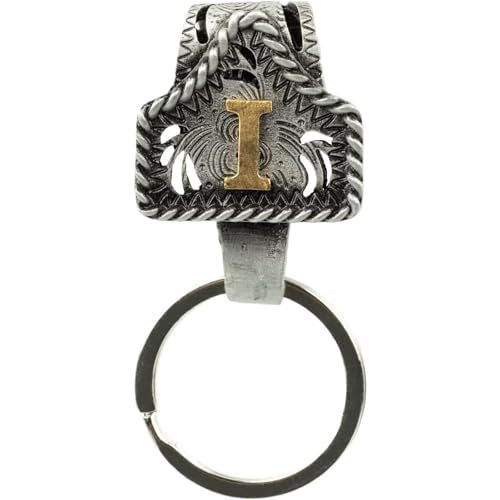 Western Cowboy Belt Key Holder Vintage Cow Tag Initial Keychain