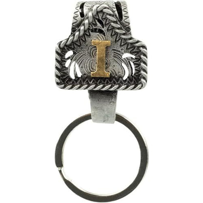 Western Cowboy Belt Key Holder Vintage Cow Tag Initial Keychain