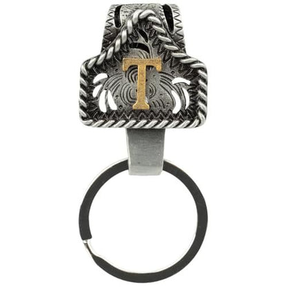 Western Cowboy Belt Key Holder Vintage Cow Tag Initial Keychain