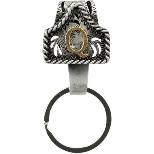 Western Cowboy Belt Key Holder Vintage Cow Tag Initial Keychain