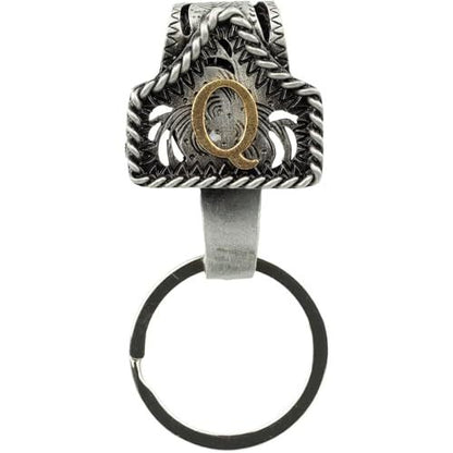 Western Cowboy Belt Key Holder Vintage Cow Tag Initial Keychain